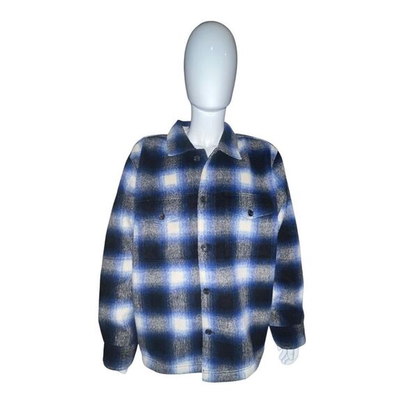 Old Navy Mens Cobalt Blue Plaid Shacket Shirt Jacket XXXL NWOT - Picture 3 of 8